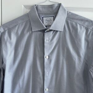 Charles Tyrwhitt Black and White Dress Shirt with Geometric Pattern